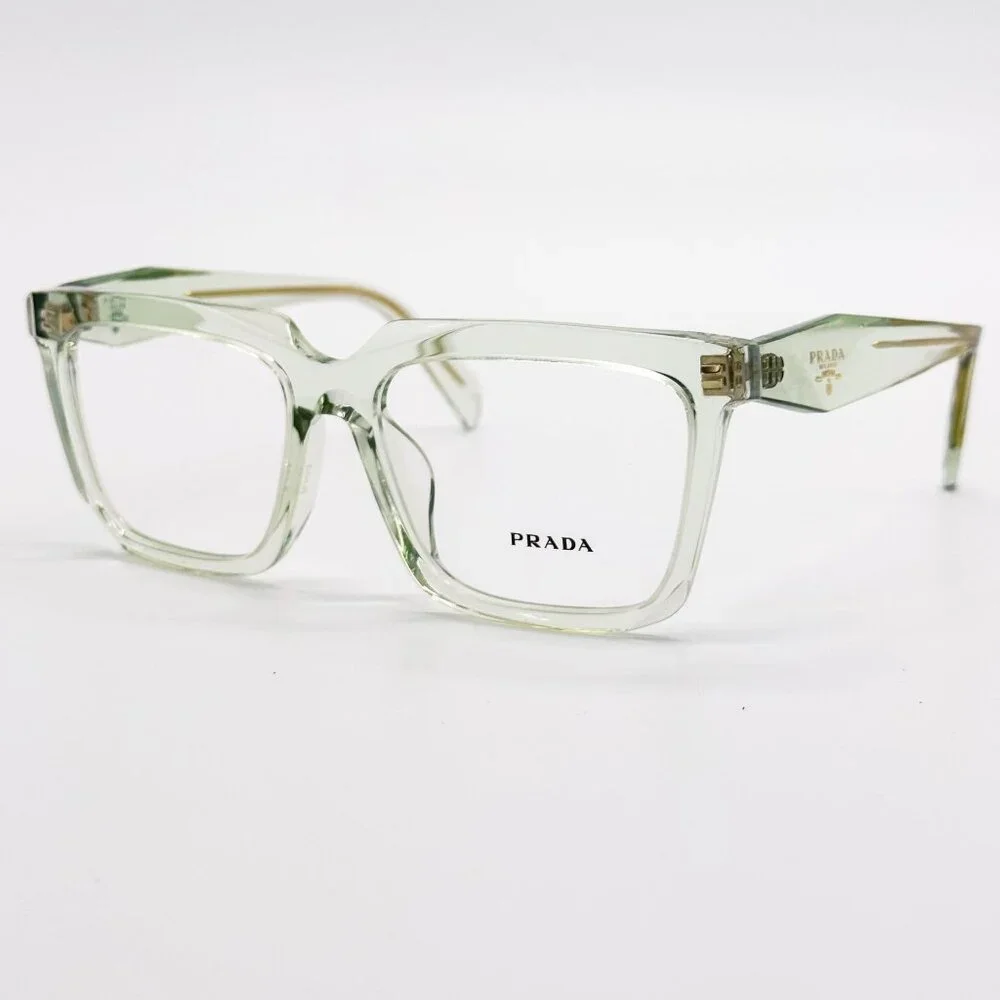 NEW PRADA EYEGLASSES PRA19VF 14R1O1, PR A19VF 14R1O1 TRANSPARENT MINT WOMEN